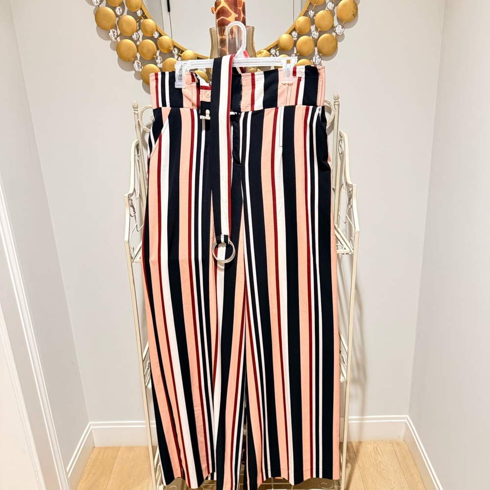 7th Avenue New York & Co Elegant Striped Wide Leg Pants Size 14